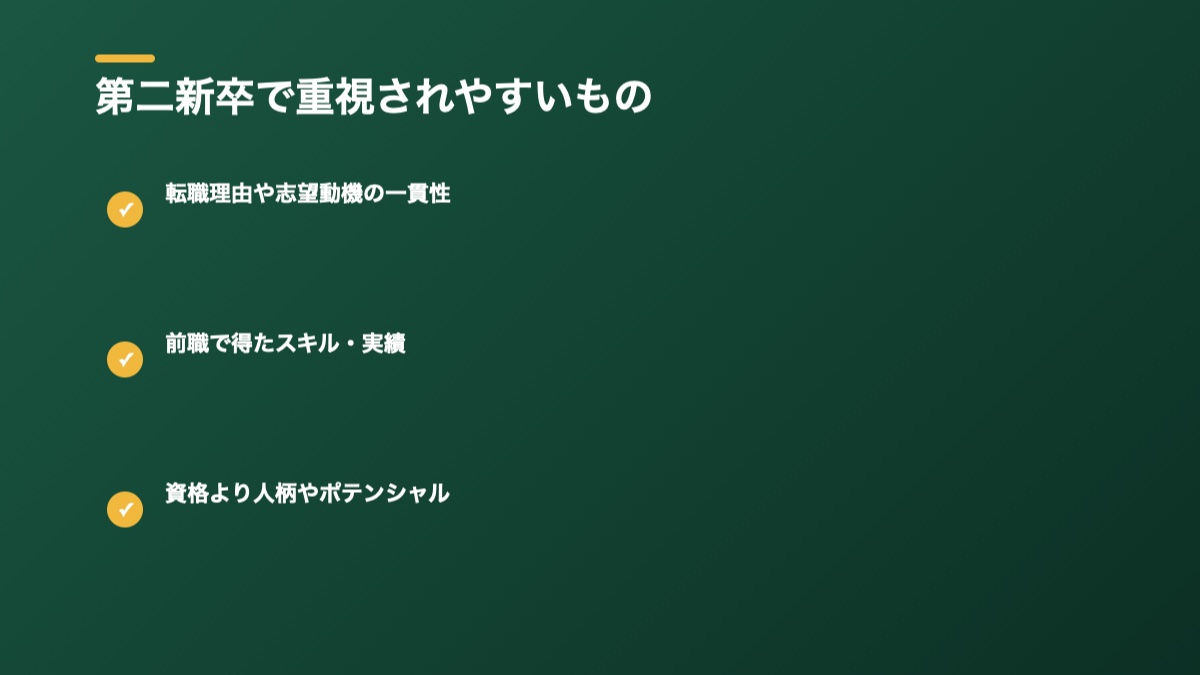 第二新卒で重視されやすいものの図解