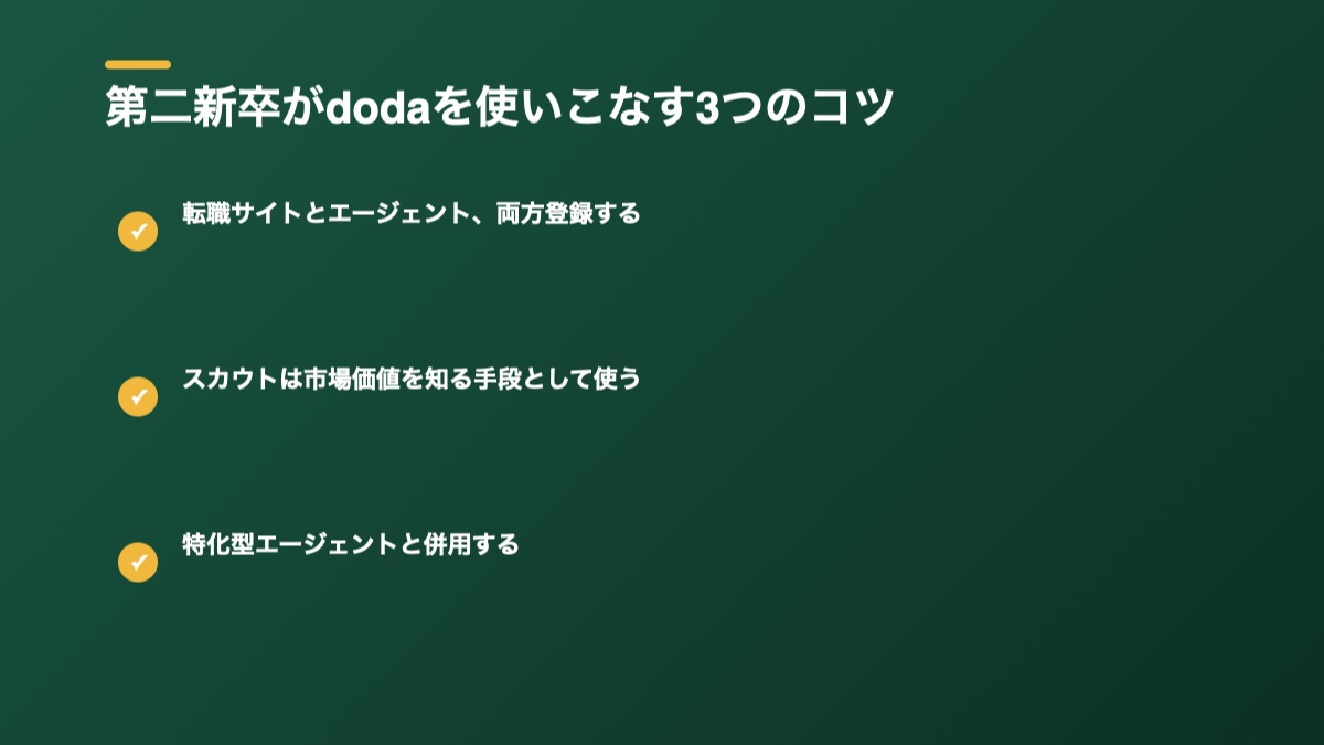 第二新卒がdodaを使いこなすコツの図解