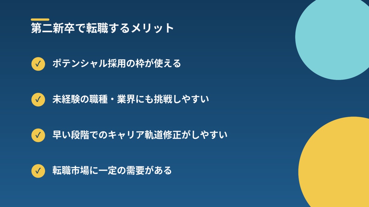第二新卒で転職するメリットの図解